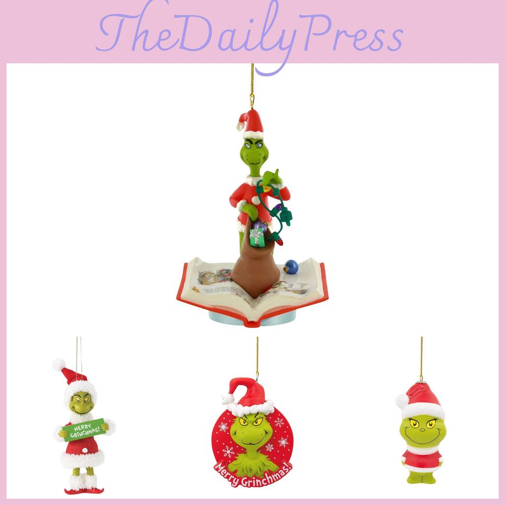 Charming Cartoon Acrylic Grinch Double-sided Christmas Tree Ornament For Festive Car Decor