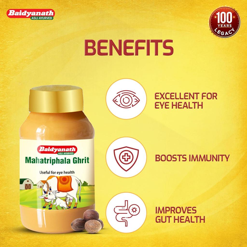 Baidyanath Mahatriphala Ghrita 100g Ayurvedic Eye Care Formula With Triphala Vasak Nilophar For Eye Strain Dryness And Overall Eye Wellness