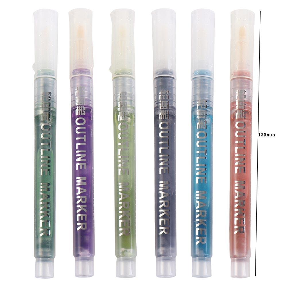 Graffiti Pen Rainbow Scrapbooking Art Marker Pen Double Line Pen Highlighter Outline Marker Pen
