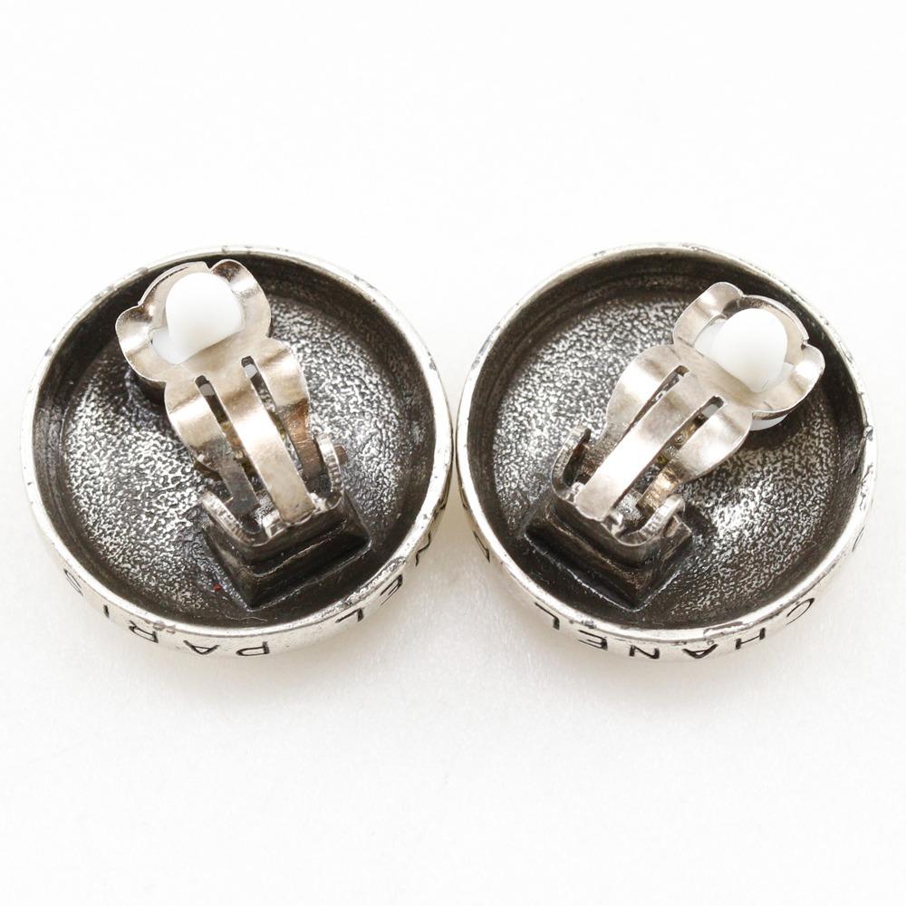 Chanel COCO Mark Earring Silver Metallic 19.1g Women Used
