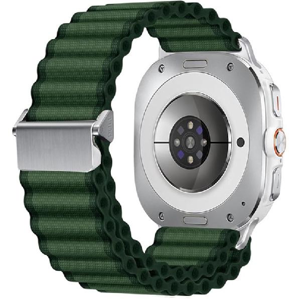 for Galaxy Watch 7 Ultra Band 47mm,Off-road Nylon Fabric Strap Women Men Replacement Accessory Compatible for Samsung Galaxy Watch Ultra Trail Band зелёный