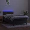Sommier à lattes avec matelas - 100x200 cm - Velours gris foncé - Bande LED colorée - 2 places
