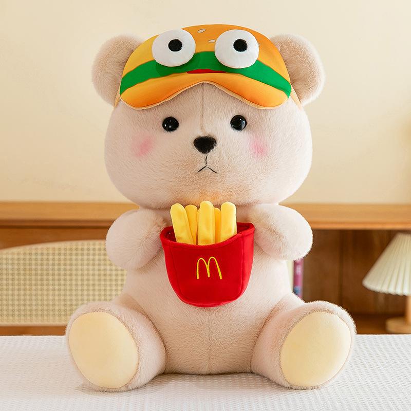 

Гамбургер Картофель фри Медведь Плюшевая кукла Милый медведь Подушка-игрушка Кукла для девочки Подарок Детская кукла 35cm（0.45kg） бежевый