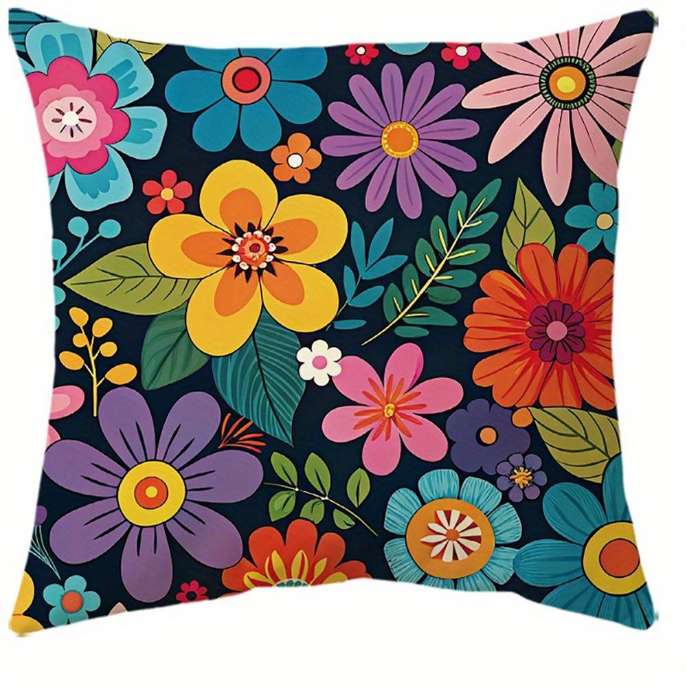 Kolorowe poszewki na poduszki w kwiatowy wzór: Dodaj żywy akcent do swojej przestrzeni! Poszewka na poduszkę do sofy dekoracja pokoju domowego płaski druk 2D