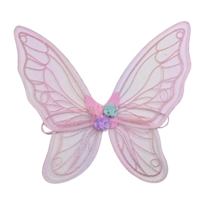 Livfull fjärilsformad vinge för barnutklädning Mjukt andningsbart nät Säkert för barnens kostymfester Scenföreställningar