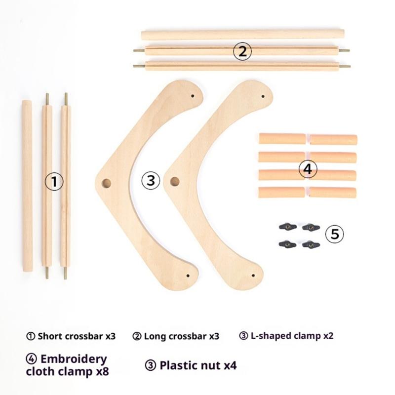 Portable Wood Embroidery Stand With Adjustment Natural Wood Sewing Frame For Home Or Travel Use