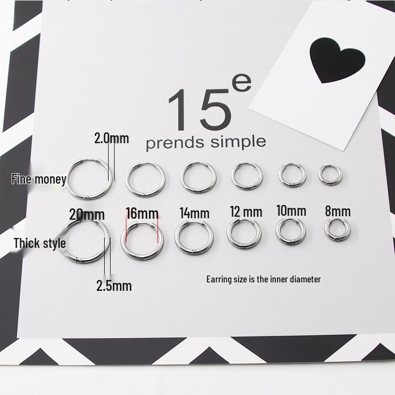 Titanium Steel Hoop Earrings: Thick, Thin & Coil G-Dragon Style - Stainless Steel Ear Cuffs