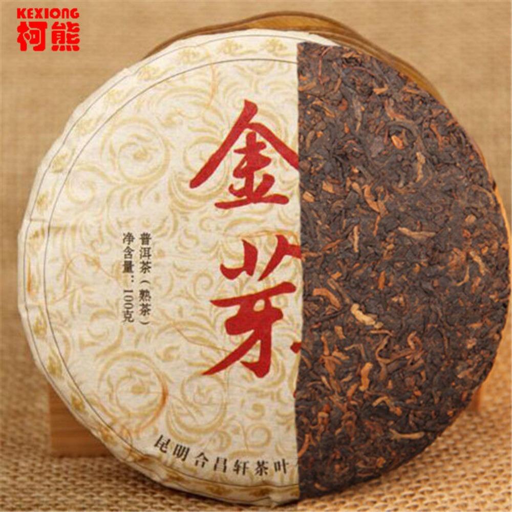 100g Organic Mature Tea Yunnan Pu'er Tea Cake Golden Bud Black Tea Healthy Drink