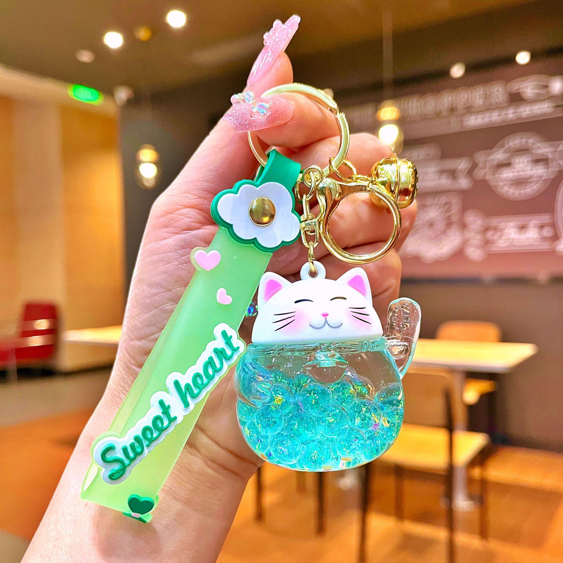 

Брелок-подвеска Lucky Cat Quicksand с масляным наполнением - милый маленький подарок Individual OPP Bag Packaging