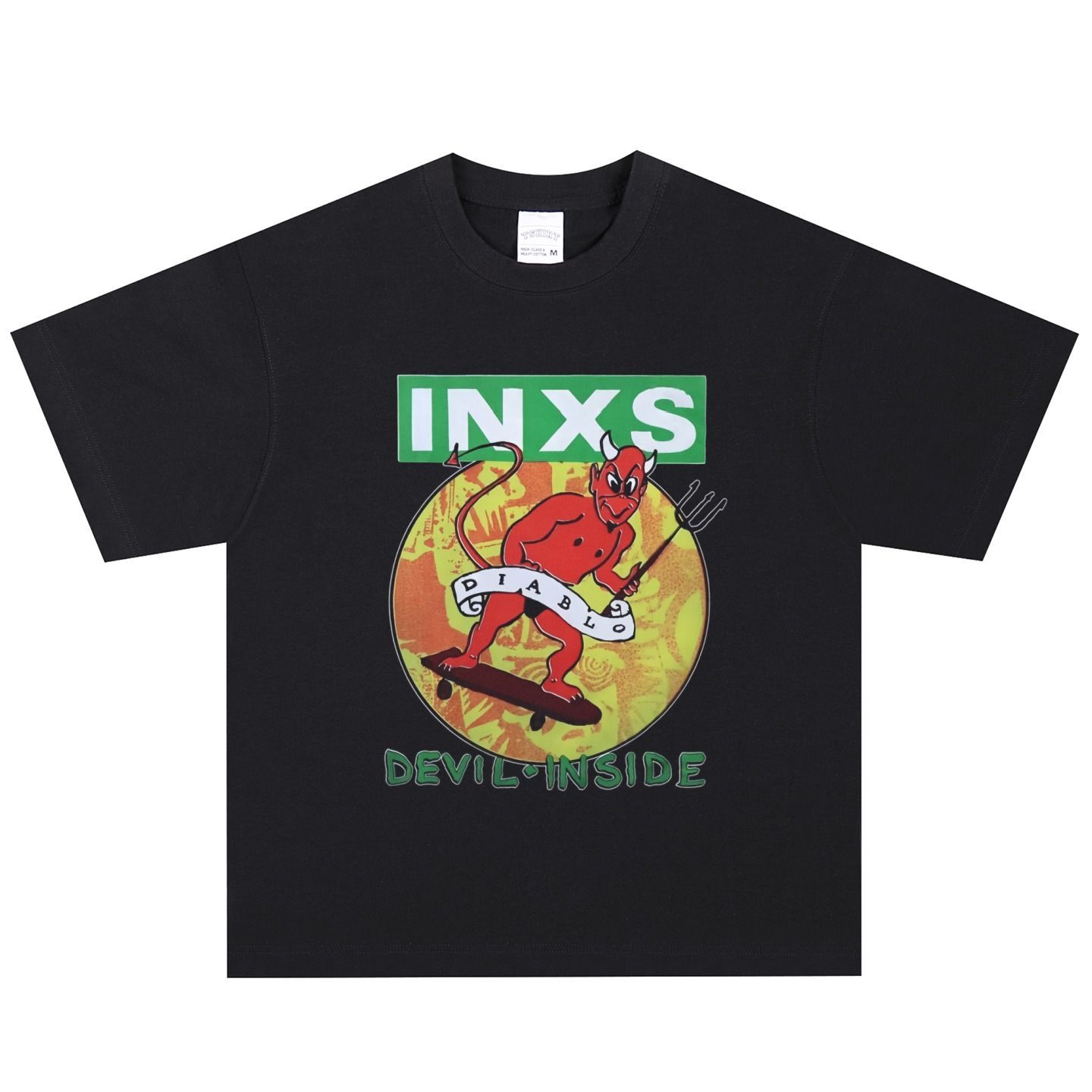 INXS Band Rock Tshirt American Retro Loose Fit Small Collar Street Style Loose Heavyweight Short Sleeve Vintage M