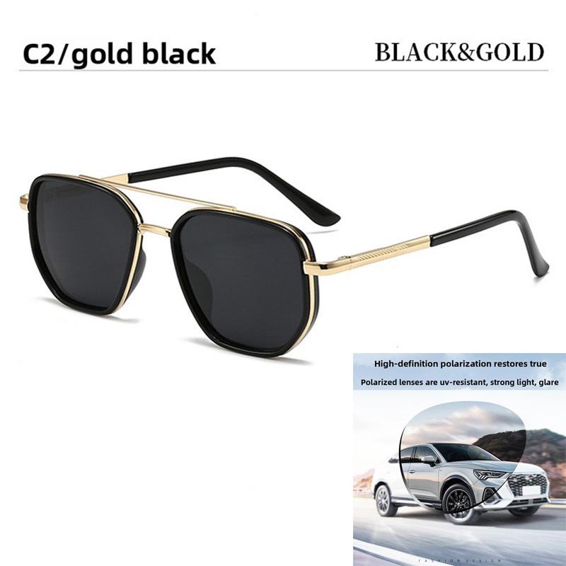 Polarized Sunglasses Men's Sunglasses, Driving Glasses Men's High-End Glasses UV Protection Metal Double-Beam Frame