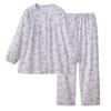 Gunze Deodorant Long Sleeves and Willow Purple Women's Pajamas, Pants, Pattern, (TP2314)