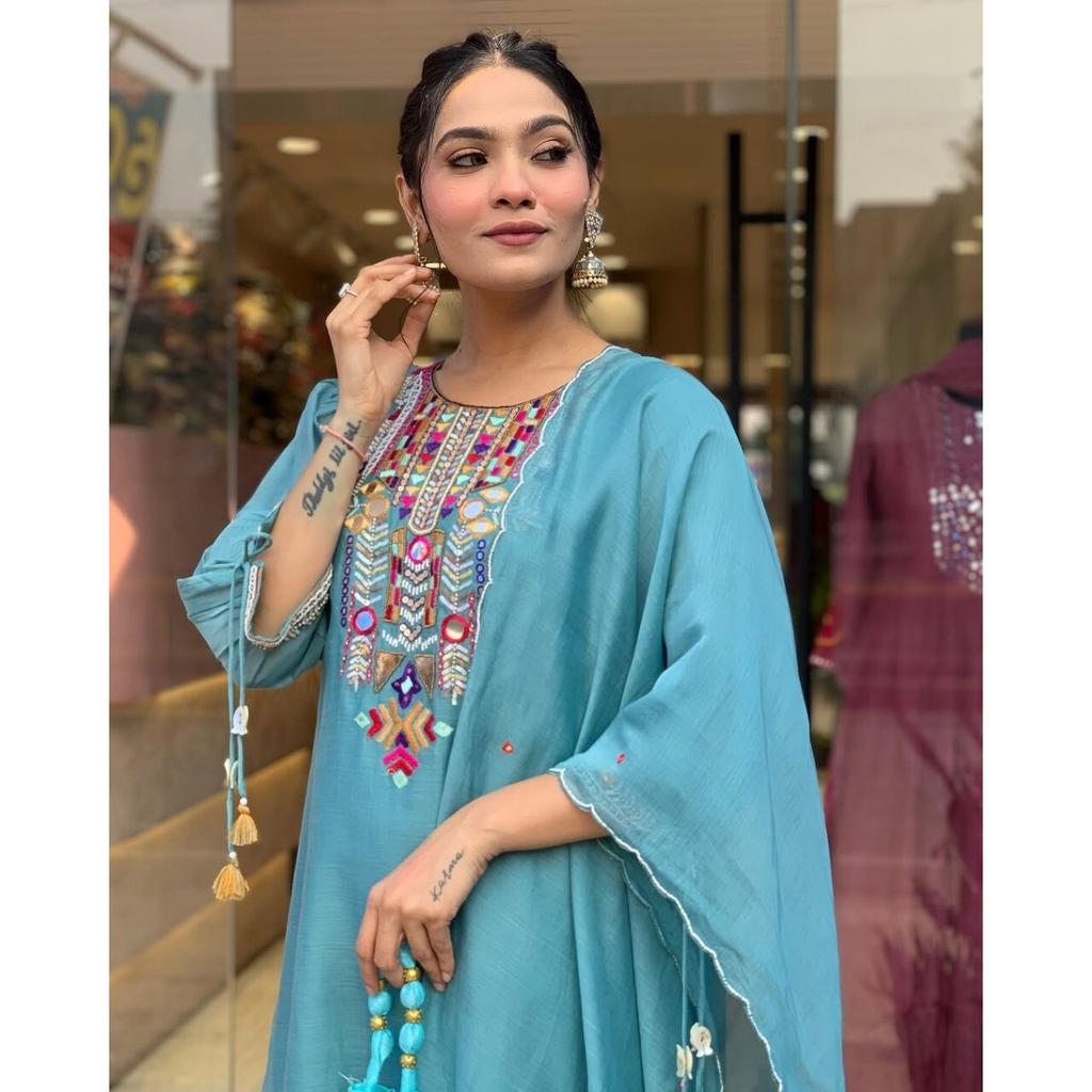 Women Top Tunic Kurti Salwar Suit Bollywood Party Wear Kurta Pant Dupatta Set VFP-1797a