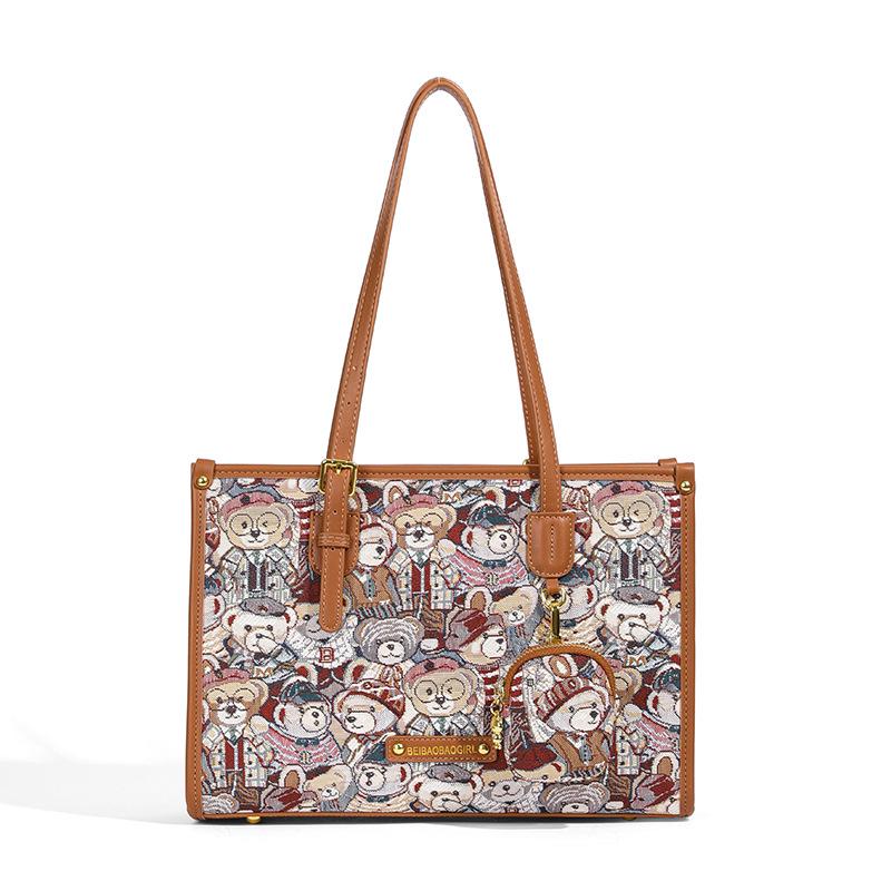 

2025 Лето Большая Вместимость Универсальная Модная Сумка-Тоут для Работы коричневый