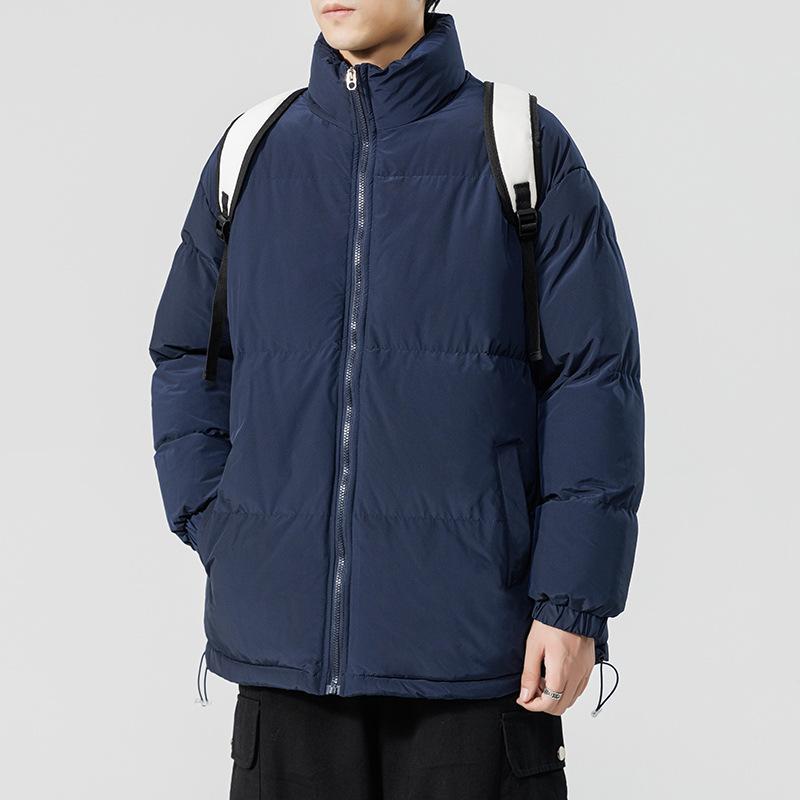 Winter New Solid Color Stand-up Collar Loose Thickened Bread Clothes Korean Version of Youth Casual Cotton Clothes Jacket