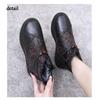 Women Winter Platform Ankle Snow Boots Warm Faux Fur Lined Side Zipper Anti Slip Comfortable PU Leather Short Booties for Women