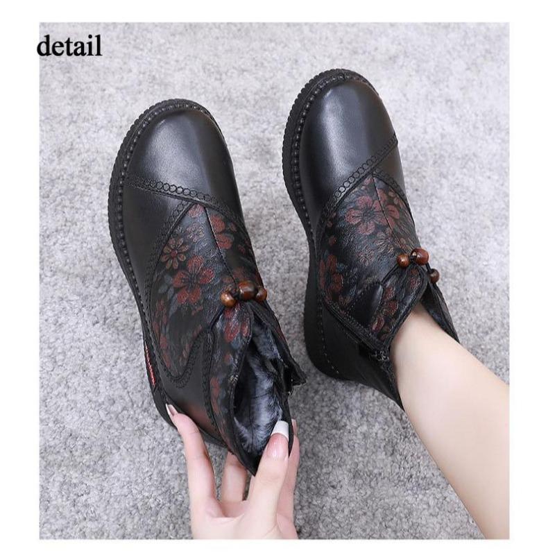Women Winter Platform Ankle Snow Boots Warm Faux Fur Lined Side Zipper Anti Slip Comfortable PU Leather Short Booties for Women
