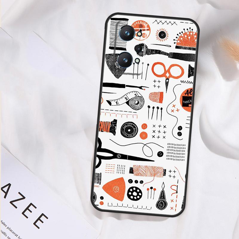 Sewing Scissors Buttons Case For Realme GT7 Pro GT6 11 12 13 14 15 Pro Plus C55 C53 C35 C33 C61 C65 C67 C53 C71 C75