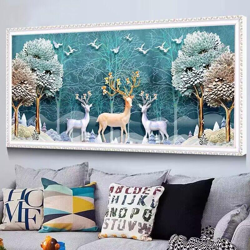 Diamond Painting 5d Large Landscape, Rich Deer Mosaic Art Entrance, Living Room, Crystal Decoration