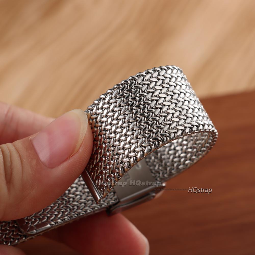 Pasek Milanese Loop 16mm 18mm 20mm Stal Nierdzewna Siatka Mężczyźni Kobiety Metalowa Wymienna Bransoleta Pasek do Zegarka Biznesowy Uniwersalne Bransolety