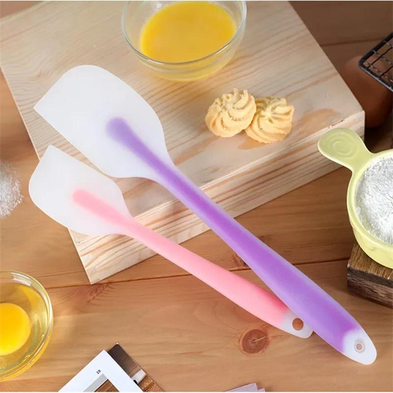 2 Size Flexible Silicone Scraper Heat Resistant Non-stick Translucent Cream Mixing Spatula Kitchen Must-have Gadget