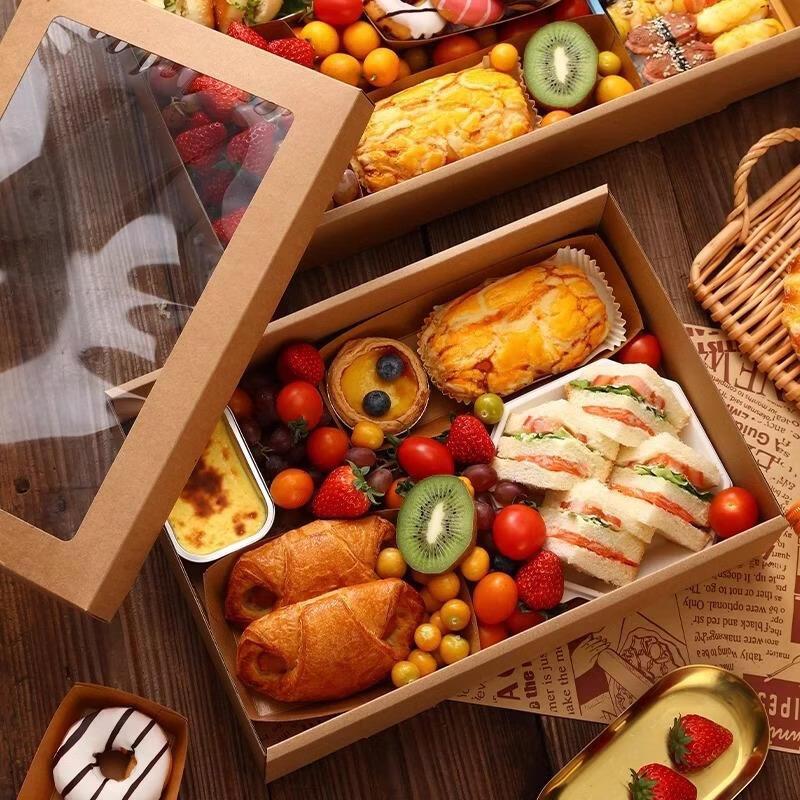 JingJingRS Kraft Paper Disposable Picnic Lunch Boxes