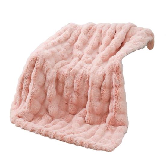 Zimní přikrývka Tlustý Fuzzy Plyš Bublinový Design Útulná Teplá přikrývka Ložnice Obývací pokoj Kancelář Domácí Pohovka Pohovka Deka z umělé králičí kožešiny