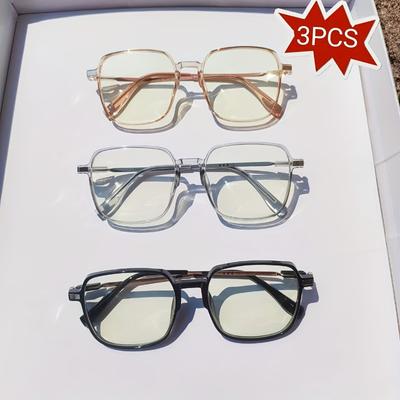 1/3 Pairs Stylish Large Rectangular Reading Glasses Metal Hinges Comfortable Presbyopia Glasses