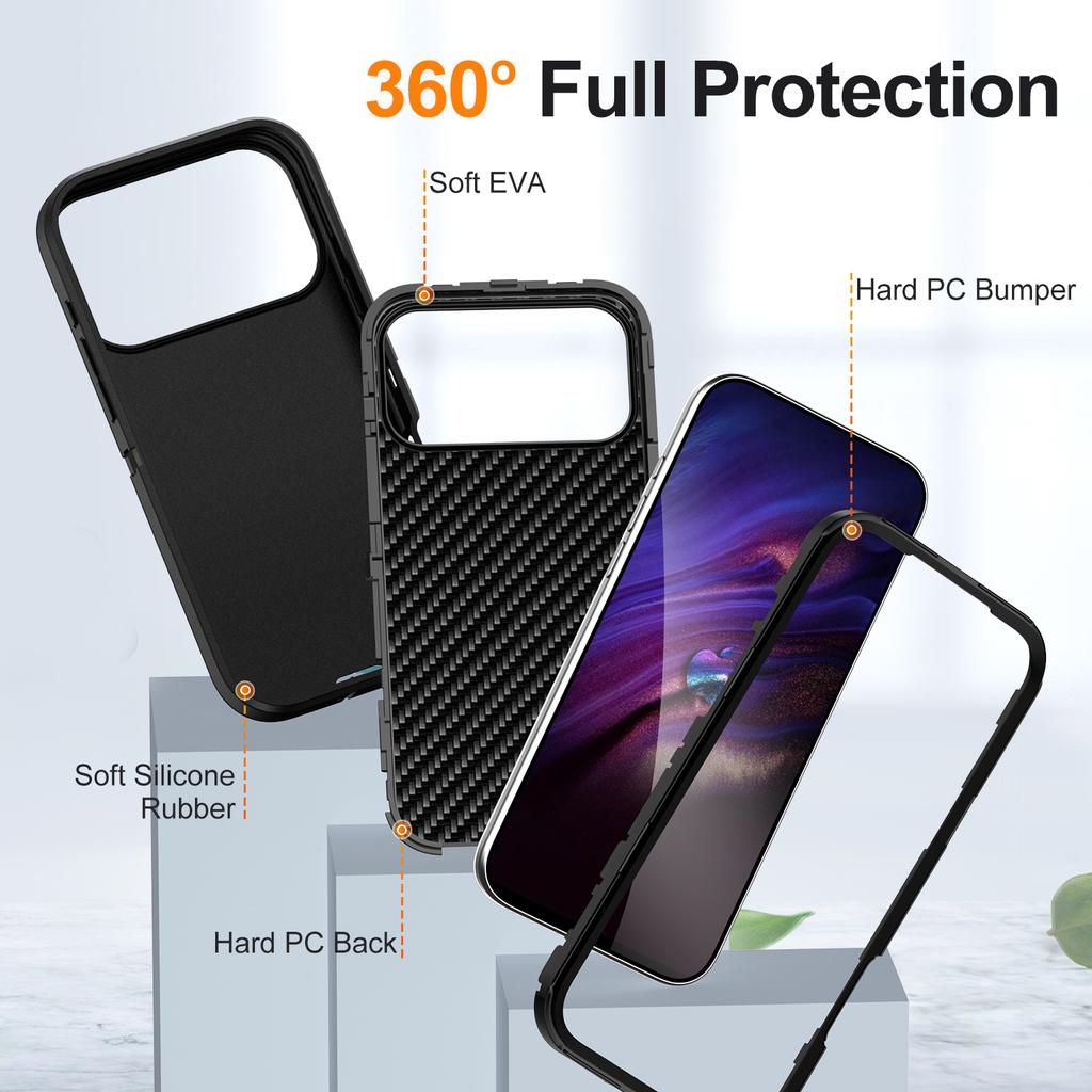 Shockproof Defender Armor Phone Case for iPhone 17 Air 13 12 14 15 16 Pro Max Plus Camera Protection Shockproof Kickstand Cover