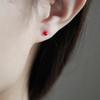 Beixi S925 Sterling Silver Red Bean & Black Agate Earrings - Elegant, Simple, Versatile Jewelry for Women