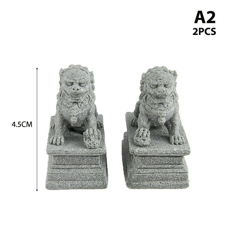 

2 шт. Мини-каменный лев, декоративная статуэтка льва в китайском стиле, настольное украшение фэн-шуй 3*2.2*4.5cm