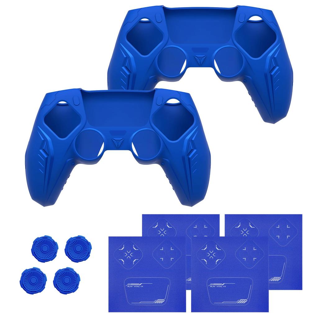 PlayVital 2 Sets of Premium Silicone Covers for Grip Cover for PS5 Cybermechanical Design Protective Cover for Compatible with PS5 Official Charging