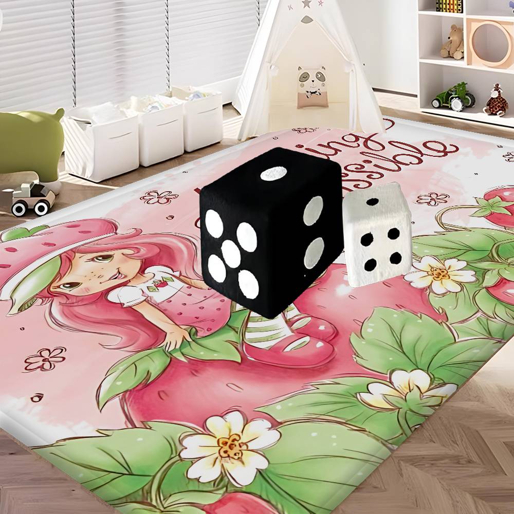 S-Strawberry-Pink Girl Door Mat Kids Room Bedroom Decoration Balcony Anti-Slip Doormat Living Room Doormat Area Rug