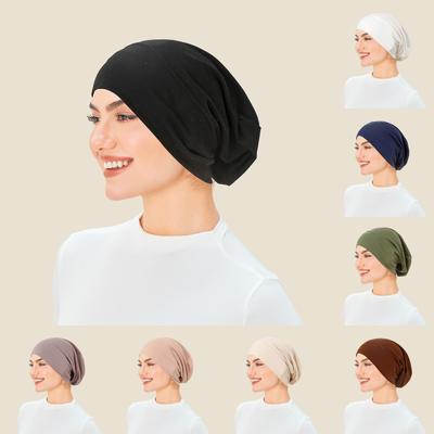 1 Stück Damen Elastischer Modal-Kopftuch-Innenkappe-Hijab, Einfarbige Dehnbare Kopfbedeckung für den Täglichen Gebrauch Erhältlich.