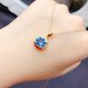 925 Sterling Silver Plated Blue Topaz Fashionable Bohemian Style Anniversary Commemorative Women's Exquisite Pendant Necklace