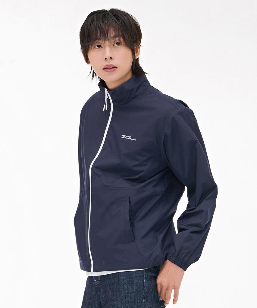 Chasecult Men'S Cut-Out Color Block Windbreaker Jumper - Navy