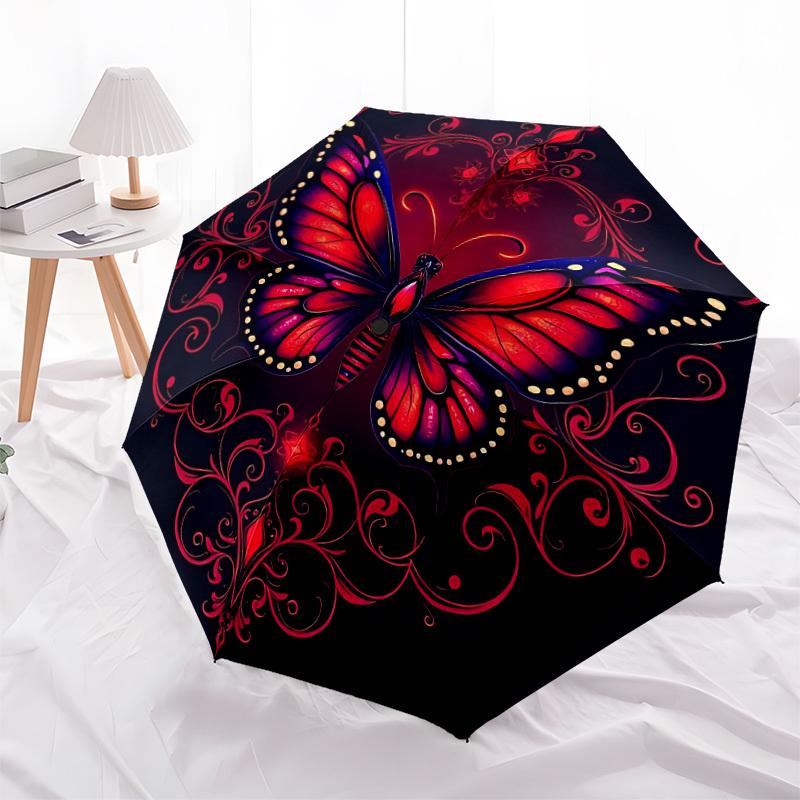 1pc Butterfly Ornament Automatic Folding Umbrella, Heavy-Duty 8-Rib Construction, Perfect for Everyday yy251114118