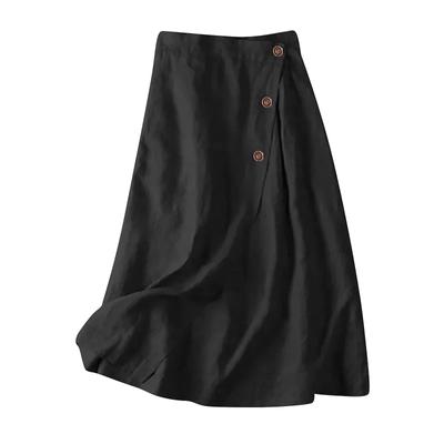 Summer Ladies Elegant Temperament Cotton Linen Half-body Skirt