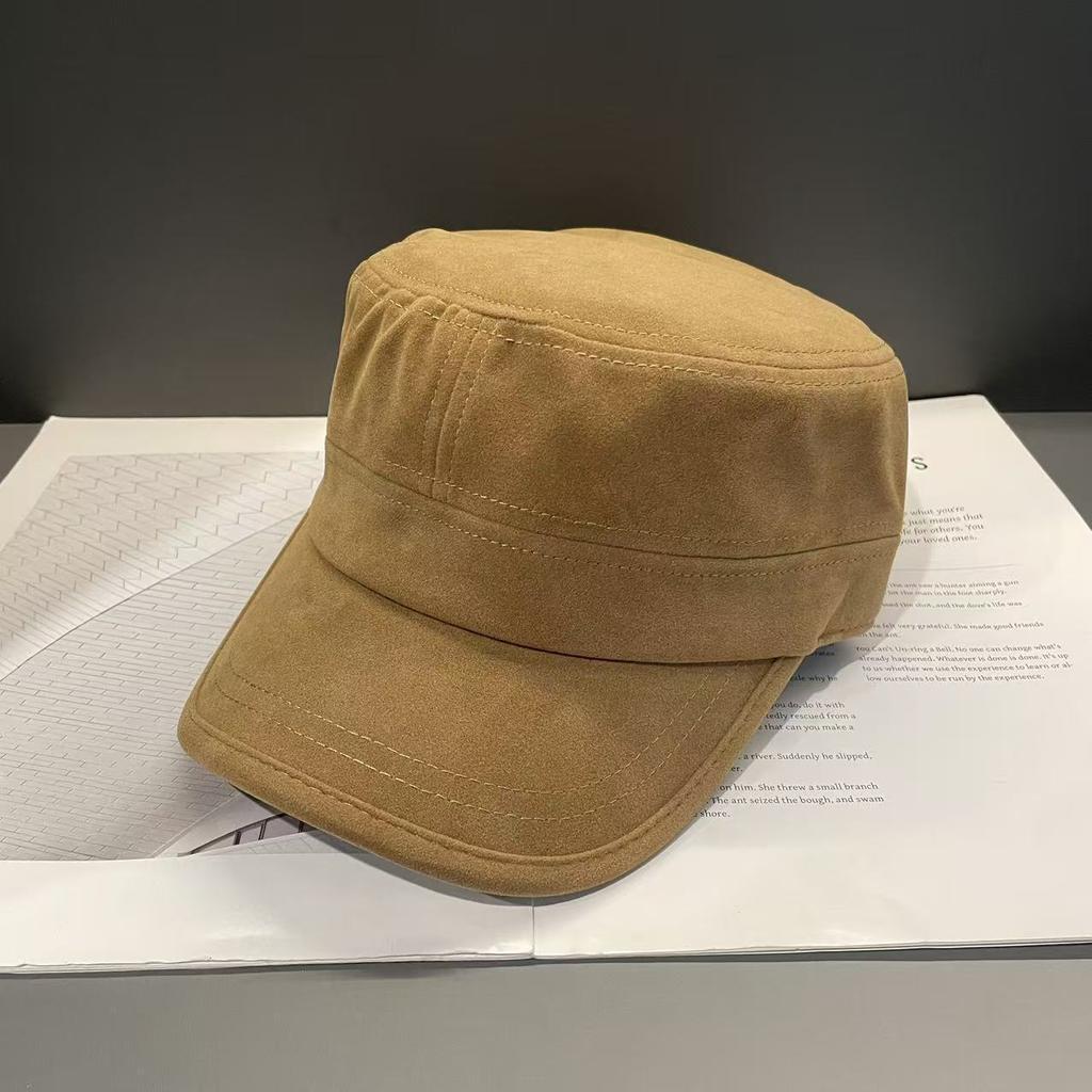 2025 New Retro Suede Flat Top Hat Women's Fashion Versatile Cap Casual Face Small High Quality Equestrian