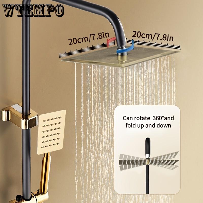 Black & Golden 4-Function Shower Set - Brass, Wall-Mounted with Handheld Spray Head, Dual Shower Heads for Enhanced Pressure