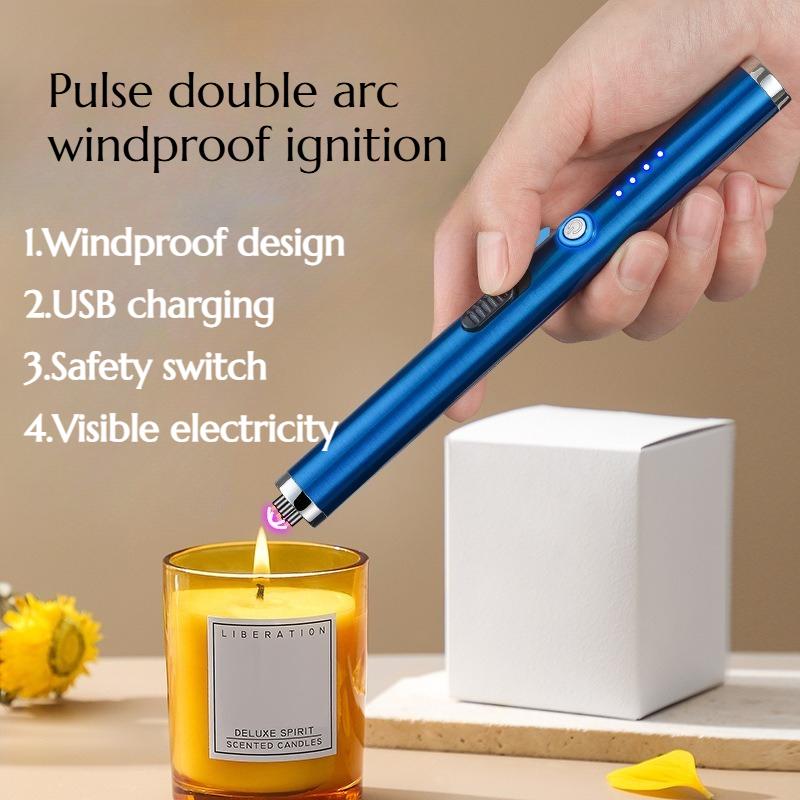 NEW Creative USB Pulse Double Arc Igniter Kitchen Long Pole Igniter Outdoor Windproof Pulse Lighter Cigarette Accessorie Gift