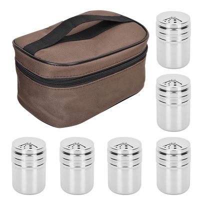 6 Stück Gewürzglas Pfeffer Salz Topf Küchengewürzdose mit Aufbewahrungstasche Outdoor Camping BBQ
