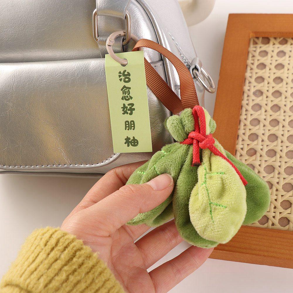2Pcs Creative Leaf Shape Keyring Good Luck Plush Key Chain Hanging Ornaments