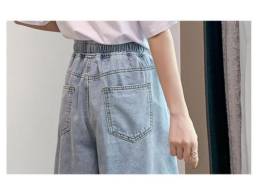 Plus Size High-Waisted Denim Capris - Summer Thin, Loose, Wide-Leg Mid-Length Pants (Fits Up to 200 Jin)