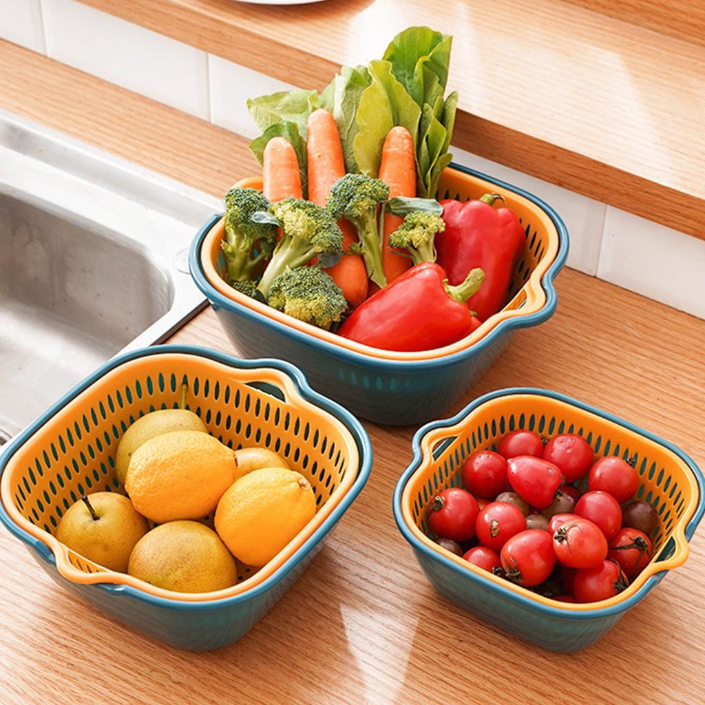 6-piece Kitchen Strainer Set, Vegetable Vacuum, Pasta Strainer, Vegetable And Fruit Basket, Multi-purpose Double Strainer And Basket