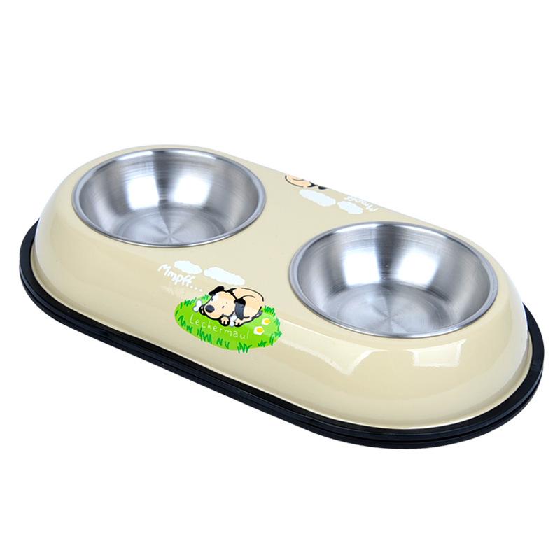 

Миска для домашних животных из нержавеющей стали, Нескользящая двойная миска для домашних животных, собак, краска, большая миска для еды двойного назначения для кошек