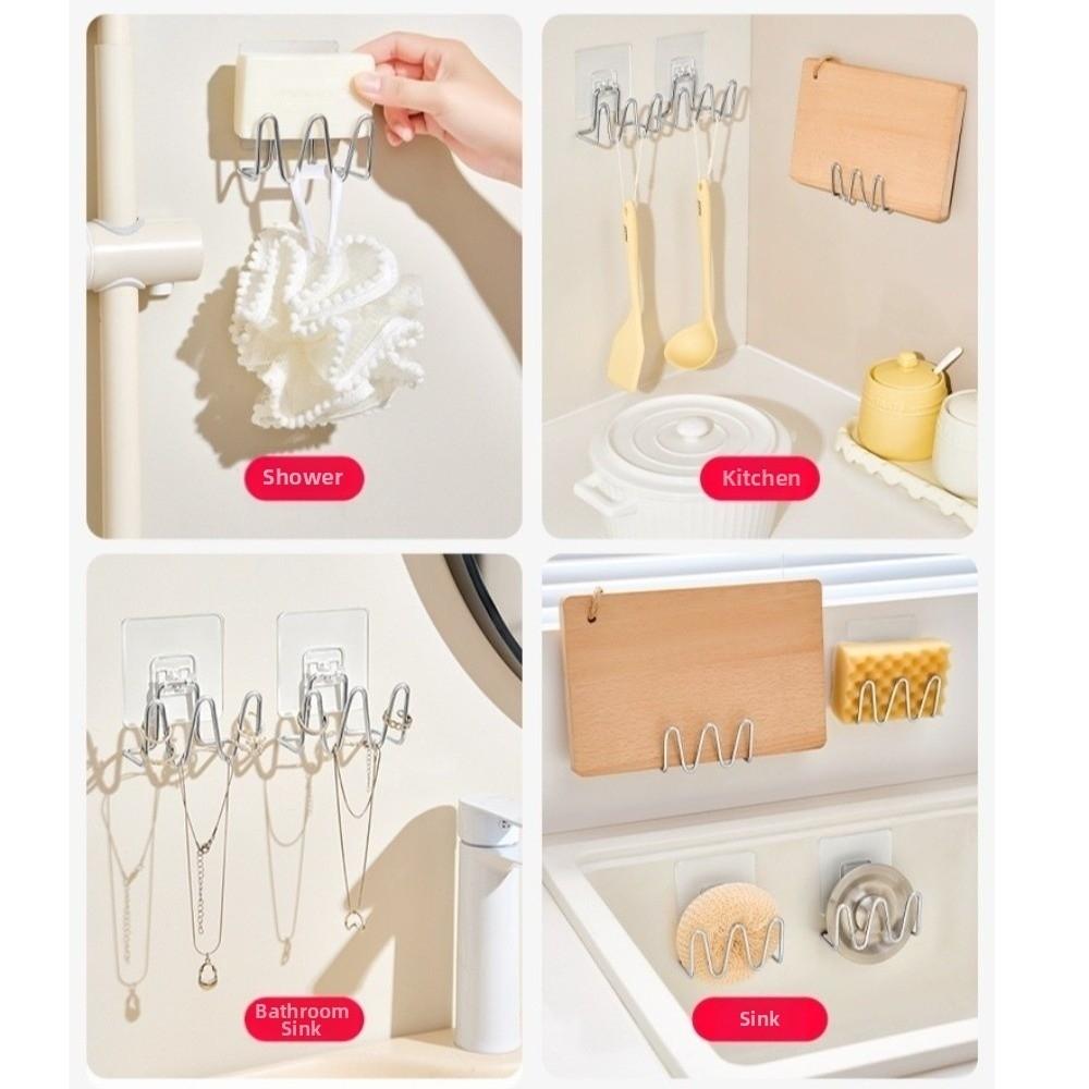 Self Adhesive Sponge Holder Wall Mounted Scrubber Holder New Sponge Drain Rack Basin Organization