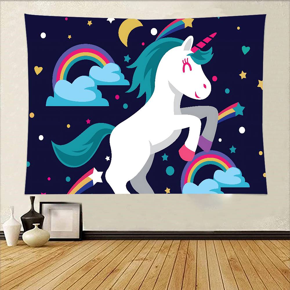 

Dreaming Unicorn Tapestry Wall Hanging Printed Polyester Tapestry INS Decoration Wall Decor 74x94cm(29x37in)