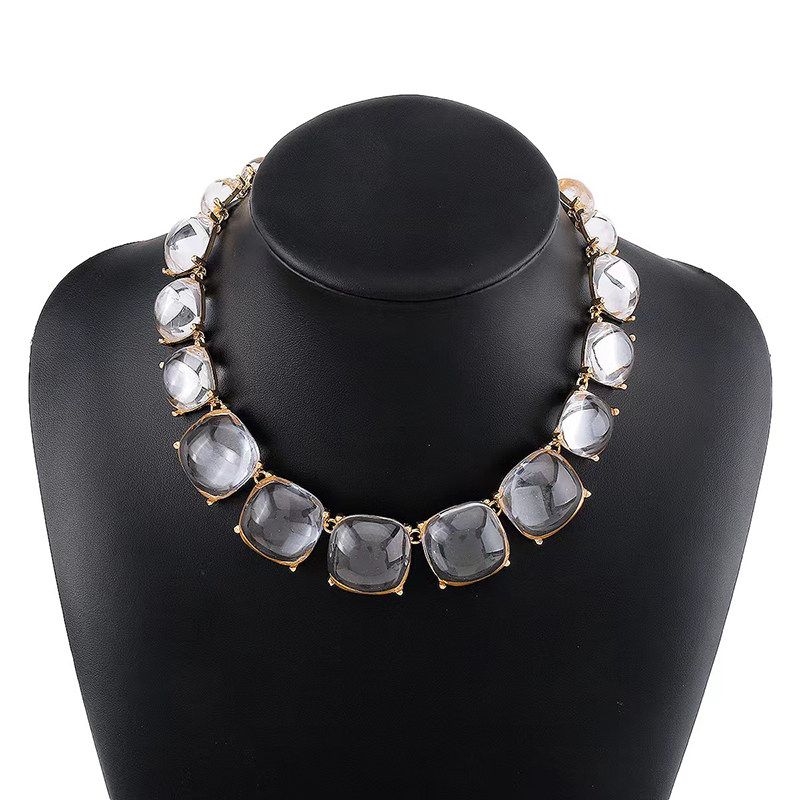 Candy Mixed Color Resin Clavicle Necklace Earrings Female Geometric