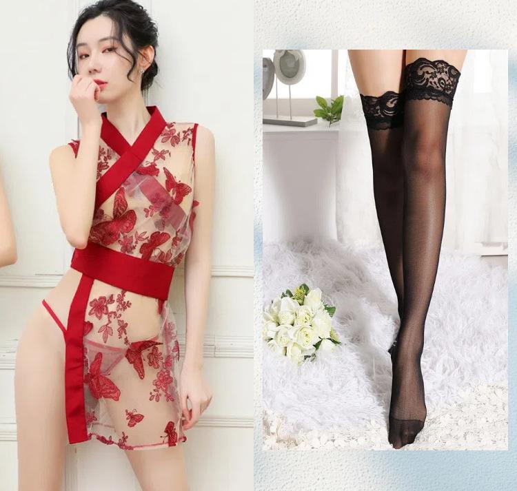 Sex underwear waist seal slit jade butterfly love flower kimono cheongsam perspective sexy underwear beautiful embroidery mesh yarn